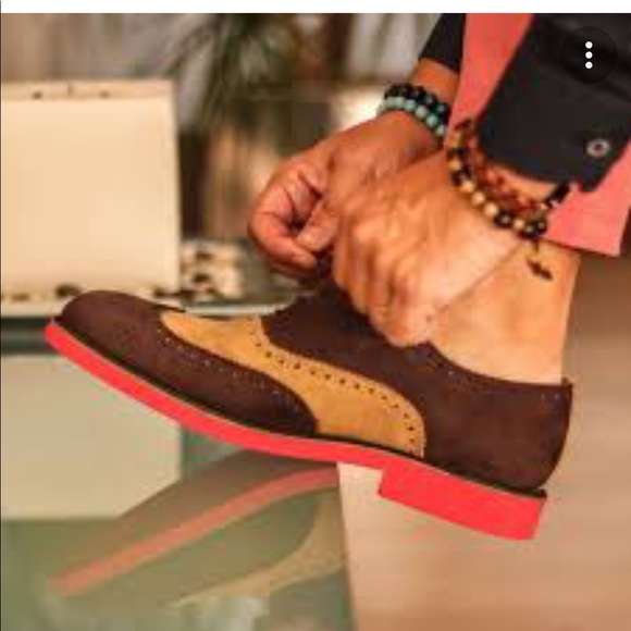 Donald J Pliner Mens Eveb Brown Wingtip Suade Oxford Red Soles Shoes - Picture 10 of 10